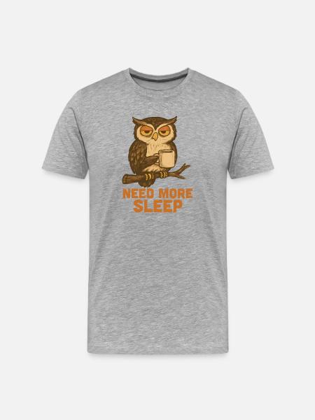 Need More Sleep – Funny Owl - Men's Premium Organic T-Shirt - heather grey
