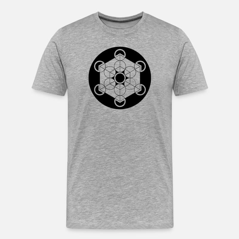 Crop circle cube de Metatron - T-shirt bio Premium Homme - gris chiné