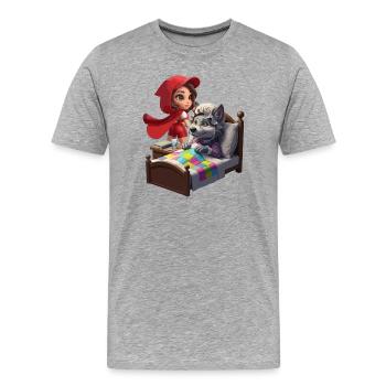 Le Petit Chaperon rouge chez Grand-mère Loup - T-shirt bio Premium Homme - gris chiné - Devant - Damien (186cm)