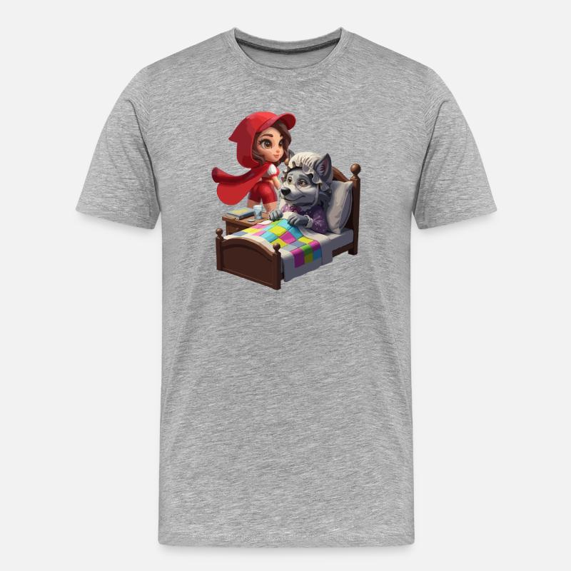Rotkäppchen bei Oma Wolf - Männer Premium Bio T-Shirt - Grau meliert