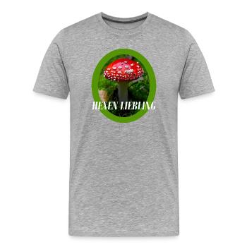 Fliegenpilz Design  - Männer Premium Bio T-Shirt - Grau meliert - Vorne - Damien (186cm)