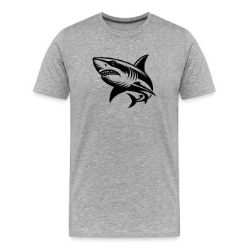 Großer Hochsee Hai Tattoo Taucher Design - Männer Premium Bio T-Shirt - Grau meliert - Vorne - Damien (186cm)
