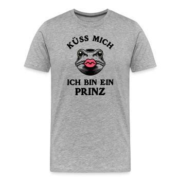 Costume de Prince de grenouille Costume de conte de fées Prince de la grenouille - T-shirt bio Premium Homme - gris chiné - Devant - Damien (186cm)