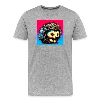 hedgehog - Men's Premium Organic T-Shirt - heather grey - Front - Damien (186cm)