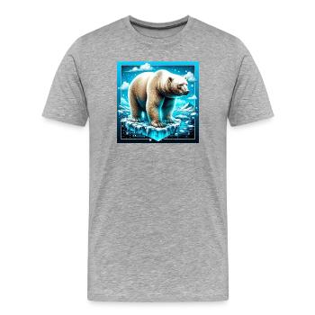ours blanc - T-shirt bio Premium Homme - gris chiné - Devant - Damien (186cm)