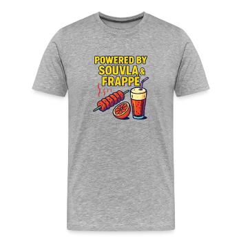 Die Kraft von Souvla und Graffiti Style Frappe - Männer Premium Bio T-Shirt - Grau meliert - Vorne - Damien (186cm)