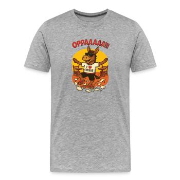 Drôle d’âne avec des inscriptions chypriotes - T-shirt bio Premium Homme - gris chiné - Devant - Damien (186cm)