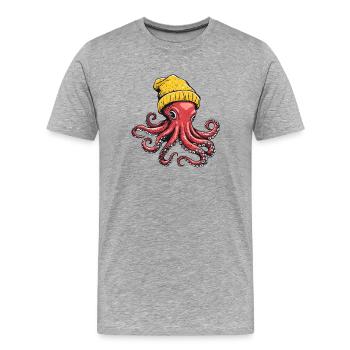 Pieuvre colorée avec chapeau dans le style de la rue - T-shirt bio Premium Homme - gris chiné - Devant - Damien (186cm)