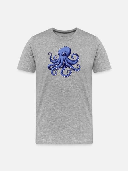 Meeresgeschmack Octopus Design - Männer Premium Bio T-Shirt - Grau meliert