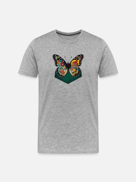 Bunte Legende Schmetterling Illustration - Männer Premium Bio T-Shirt - Grau meliert