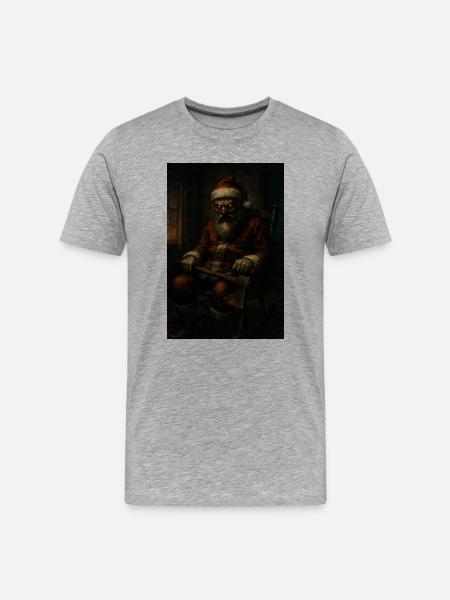 Dark Santa Claus with Axe - Men's Premium Organic T-Shirt - heather grey