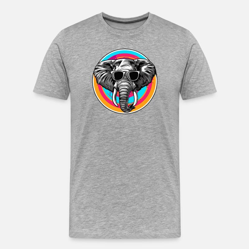 Elefant mit Sonnenbrille - Männer Premium Bio T-Shirt - Grau meliert