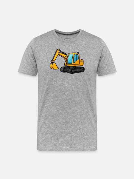 Miniature excavator illustration - Men's Premium Organic T-Shirt - heather grey
