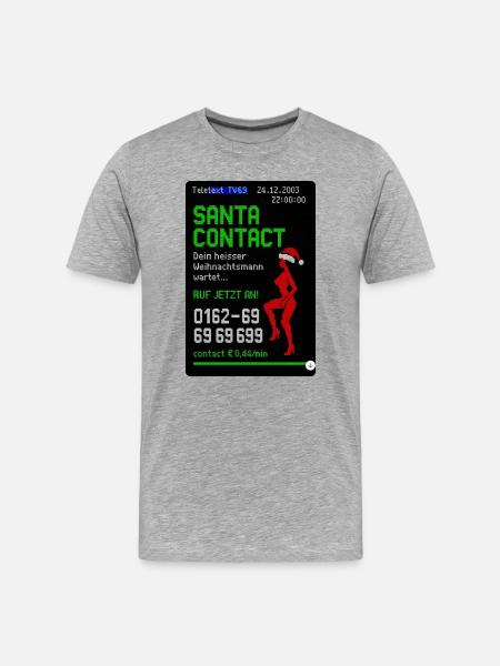 Santa Claus Contact Joke Design - Men's Premium Organic T-Shirt - heather grey