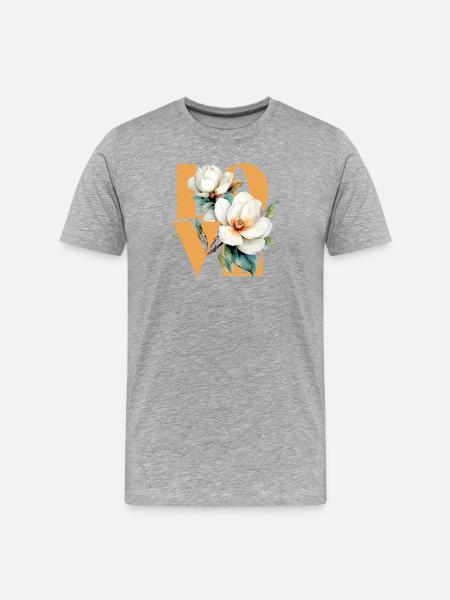 Elegant Magnolia Floral Design - Men's Premium Organic T-Shirt - heather grey