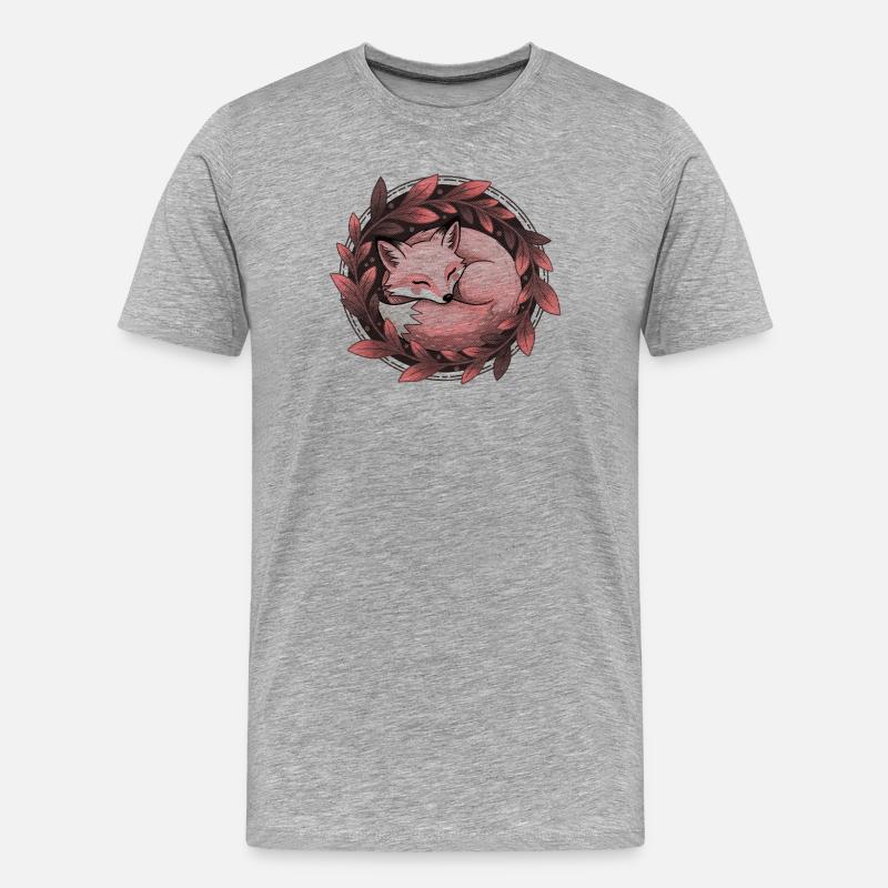 Rotfuchs umarmt von Herbstlaub - Männer Premium Bio T-Shirt - Grau meliert