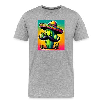Kaktus - Männer Premium Bio T-Shirt - Grau meliert - Vorne - Damien (186cm)