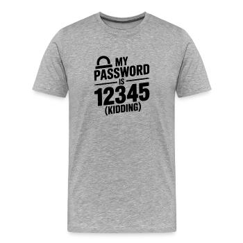 Mein Passwort ist 12345 (Scherz) - Männer Premium Bio T-Shirt - Grau meliert - Vorne - Damien (186cm)