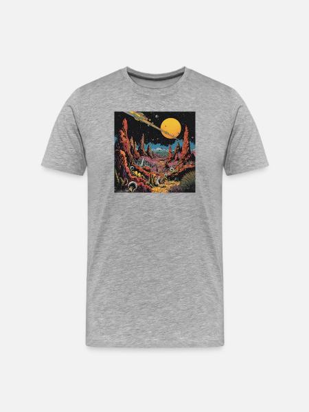 Futuristic Alien Planet Sky - Men's Premium Organic T-Shirt - heather grey