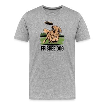 Aventure Frisbee Dog dans le parc avec votre fidèle compagnon - T-shirt bio Premium Homme - gris chiné - Devant - Damien (186cm)
