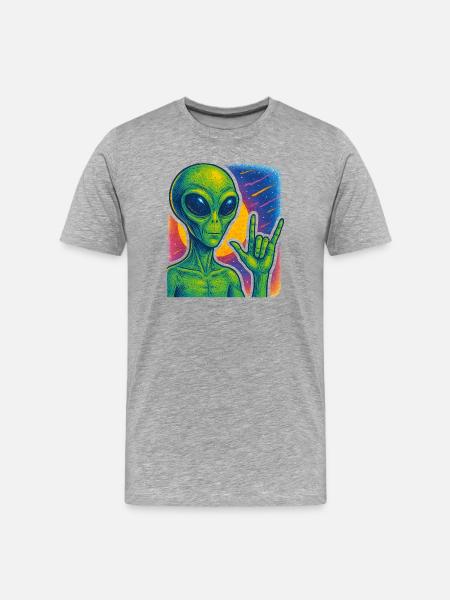 Galactic Alien Rock Hand Illustration - Men's Premium Organic T-Shirt - heather grey