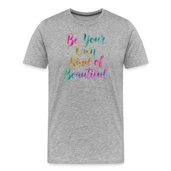 Inspirierendes Regenbogen-Zitat T-Shirt - Männer Premium Bio T-Shirt - Grau meliert - Vorne - Damien (186cm)