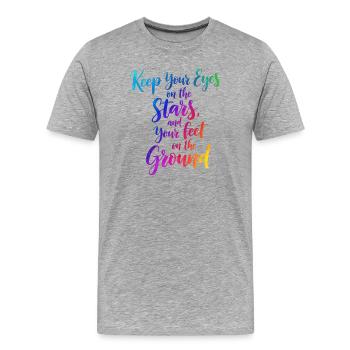 Inspirierendes Zitat mit Sternenverlauf - Männer Premium Bio T-Shirt - Grau meliert - Vorne - Damien (186cm)