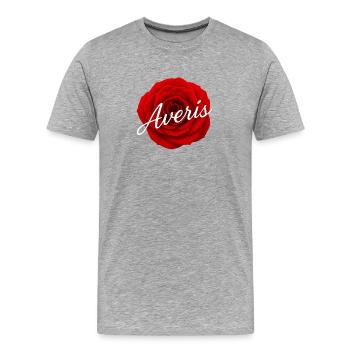 Rose rouge avec design de texte Avenir - T-shirt bio Premium Homme - gris chiné - Devant - Damien (186cm)