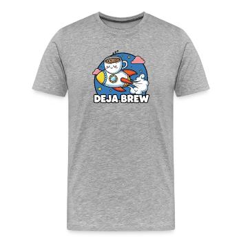 Lancement de la caféine - T-shirt bio Premium Homme - gris chiné - Devant - Damien (186cm)