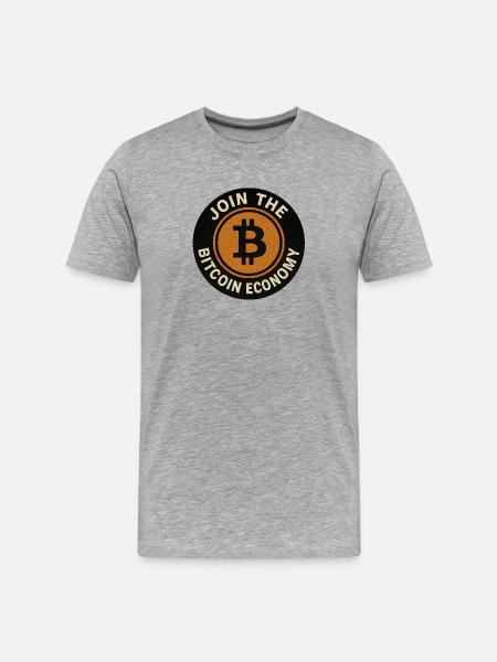 Join the Bitcoin economy round button - Men's Premium Organic T-Shirt - heather grey