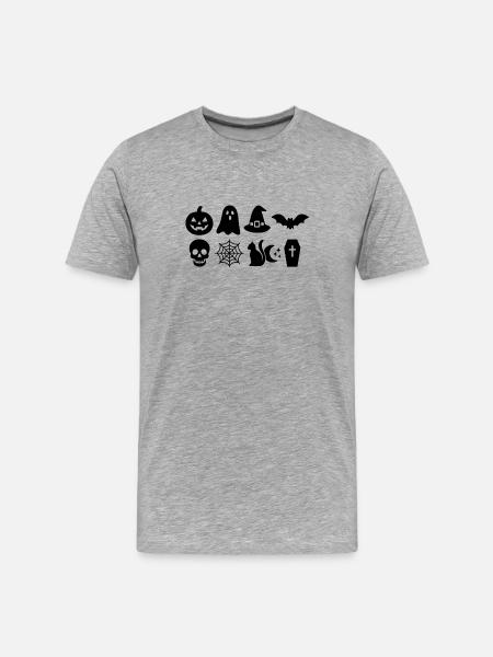 Halloween graphic with ghosts and pumpkins - Men's Premium Organic T-Shirt - heather grey