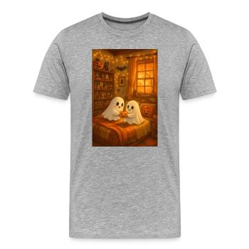 Halloween cute ghosts - Men's Premium Organic T-Shirt - heather grey - Front - Damien (186cm)