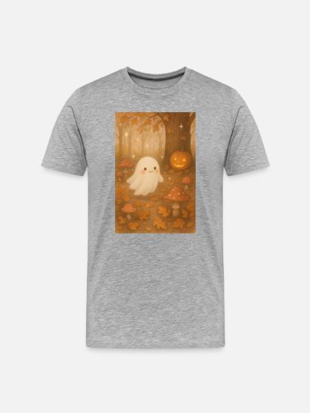 Cute Halloween Ghost - Men's Premium Organic T-Shirt - heather grey