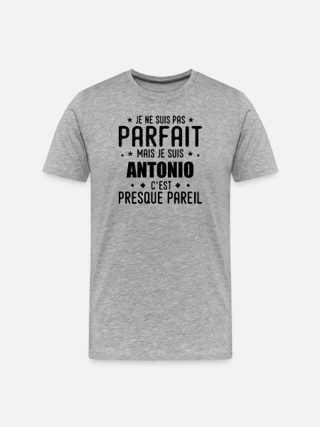 Antonio: authentic, imperfect, top, perfection - Men's Premium Organic T-Shirt - heather grey