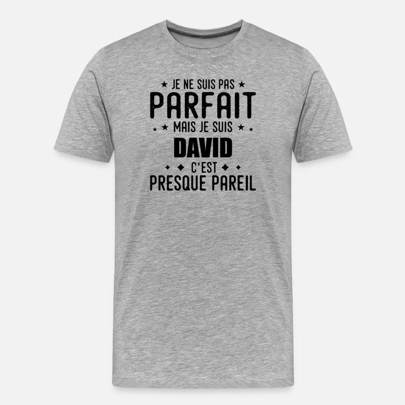 David: authentisch, unvollkommen, oben, perfekt - Männer Premium Bio T-Shirt - Grau meliert