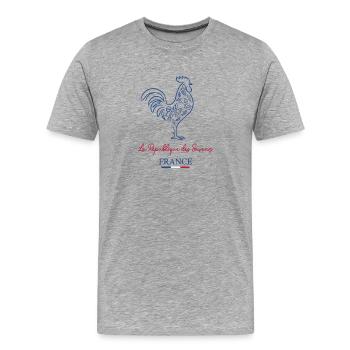 Coq Gaulois France - T-shirt bio Premium Homme - gris chiné - Devant - Damien (186cm)