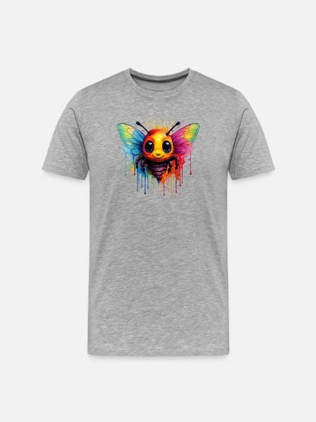 Bunte Bienen-Kunst - Männer Premium Bio T-Shirt - Grau meliert
