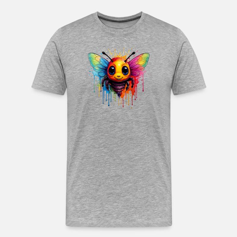 Bunte Bienen-Kunst  - Männer Premium Bio T-Shirt - Grau meliert