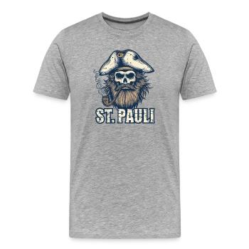 St.Pauli Kiez Hamburg Totenkopf Sankt Pauli - Men's Premium Organic T-Shirt - heather grey - Front - Damien (186cm)