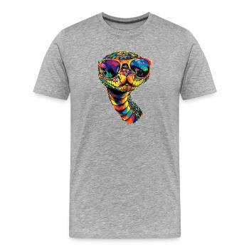 Schlange Python Kobra Klapperschlange Schlangen - Männer Premium Bio T-Shirt - Grau meliert - Vorne - Damien (186cm)