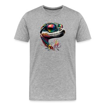 Schlange Python Kobra Klapperschlange Schlangen - Männer Premium Bio T-Shirt - Grau meliert - Vorne - Damien (186cm)
