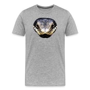 Schlange Python Kobra Klapperschlange Schlangen - Männer Premium Bio T-Shirt - Grau meliert - Vorne - Damien (186cm)