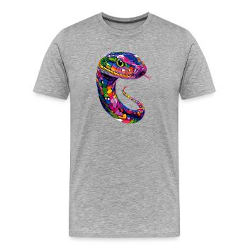 Schlange Python Kobra Klapperschlange Schlangen - Männer Premium Bio T-Shirt - Grau meliert - Vorne - Damien (186cm)