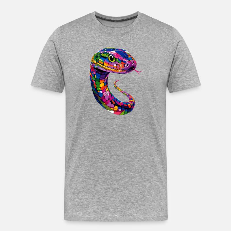 Schlange Python Kobra Klapperschlange Schlangen - Männer Premium Bio T-Shirt - Grau meliert