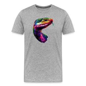 Schlange Python Kobra Klapperschlange Schlangen - Männer Premium Bio T-Shirt - Grau meliert - Vorne - Damien (186cm)