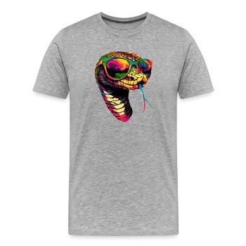 Schlange Python Kobra Klapperschlange Schlangen - Männer Premium Bio T-Shirt - Grau meliert - Vorne - Damien (186cm)