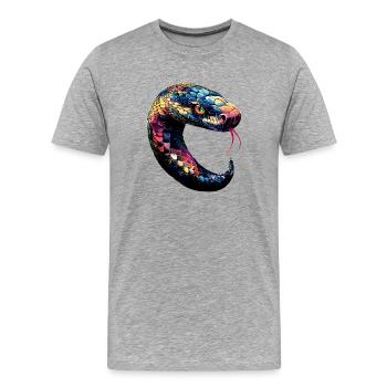 Schlange Python Kobra Klapperschlange Schlangen - Männer Premium Bio T-Shirt - Grau meliert - Vorne - Damien (186cm)