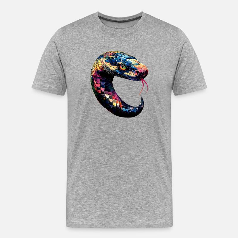 Schlange Python Kobra Klapperschlange Schlangen - Männer Premium Bio T-Shirt - Grau meliert