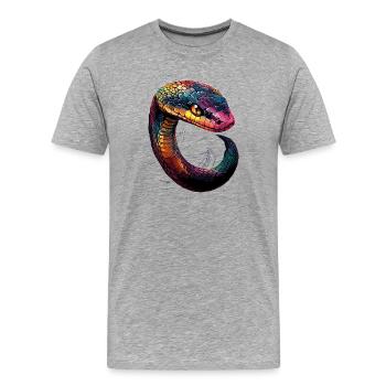 Schlange Python Kobra Klapperschlange Schlangen - Männer Premium Bio T-Shirt - Grau meliert - Vorne - Damien (186cm)