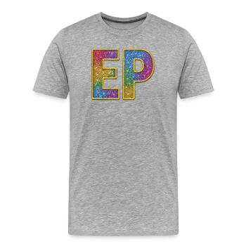 EP | Galaktischer Glitter-Initialschriftzug - Männer Premium Bio T-Shirt - Grau meliert - Vorne - Damien (186cm)